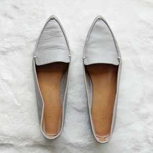 J. Crew Grey Pointed-Toe Leather Flats